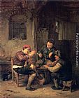 Inn Canvas Paintings - Three Peasants at an Inn